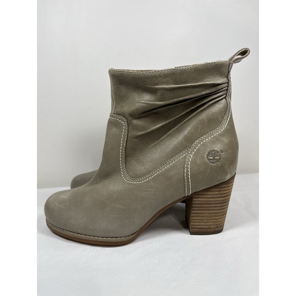 Timberland Womens 8.5 Earthkeepers Ankle Taupe Leather Boots Heel Bootie 28654M - Picture 4 of 16